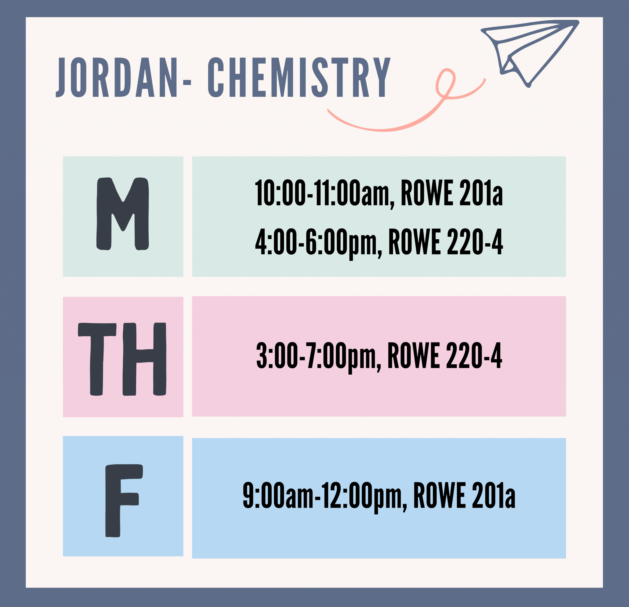 Jordan Schedule