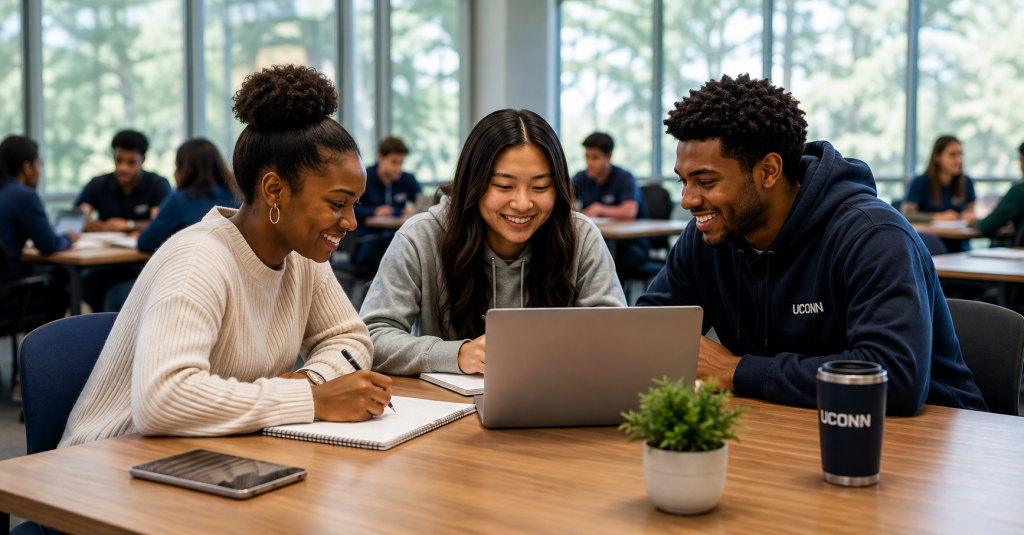 UConn STEM students collaborating together